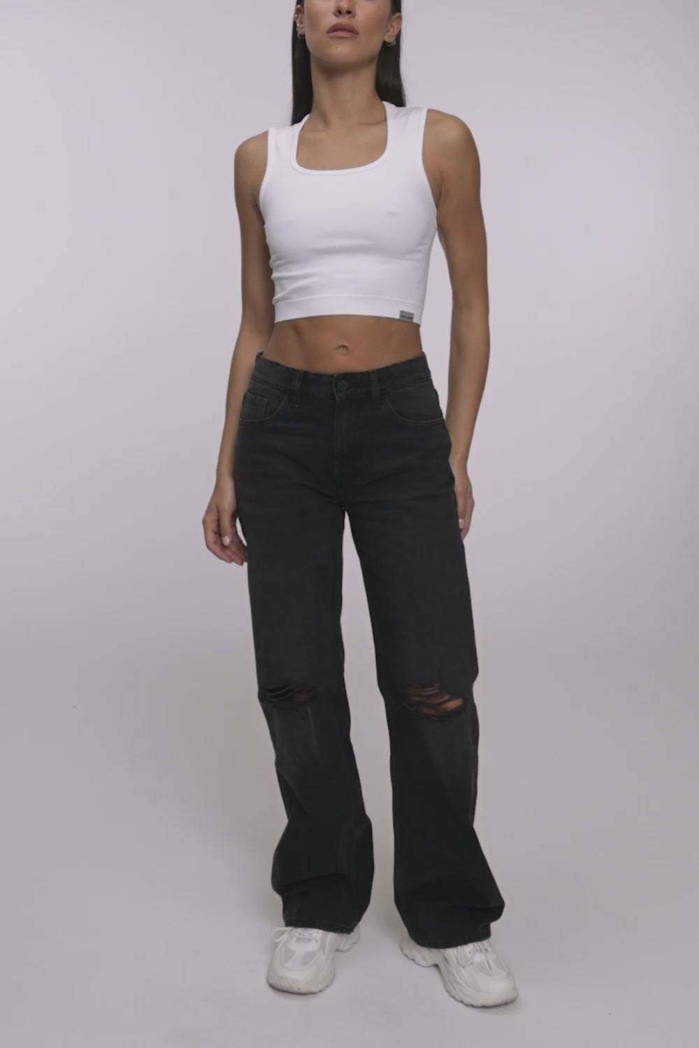 Blugi wide relaxed black