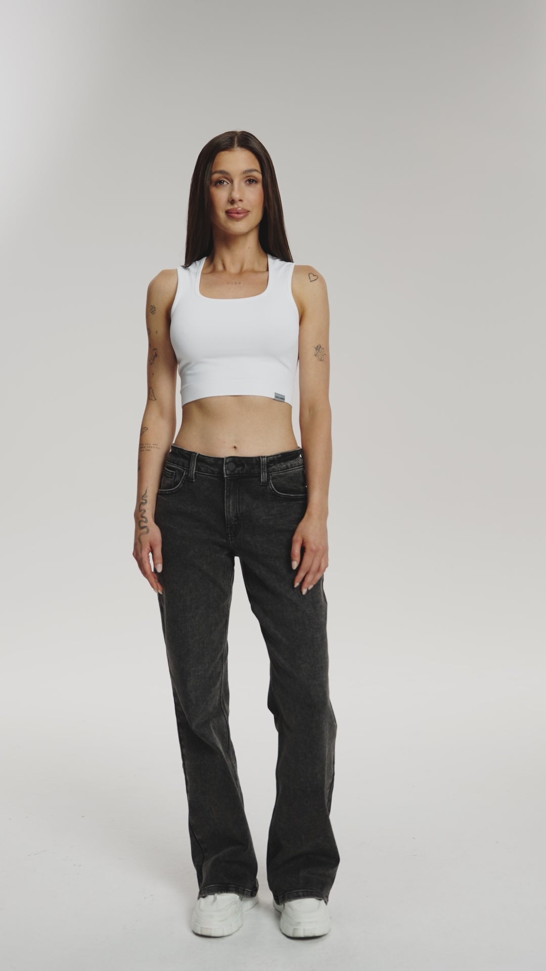 Blugi wide cu talie joasă grey