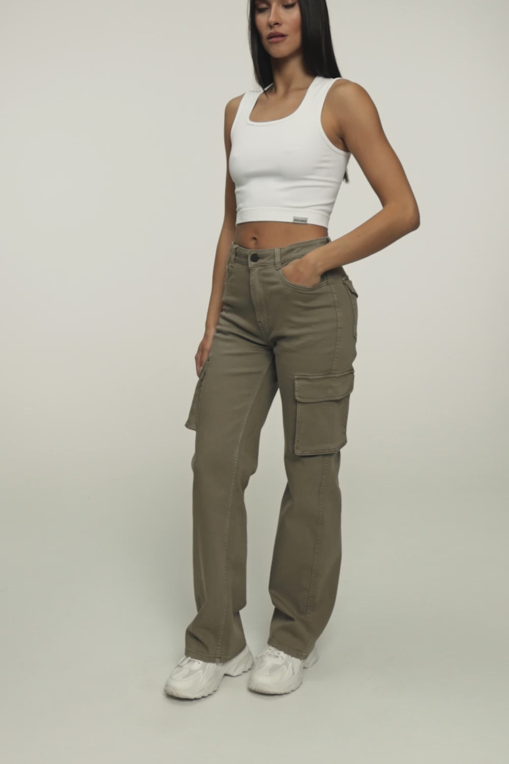 Blugi cargo green olive