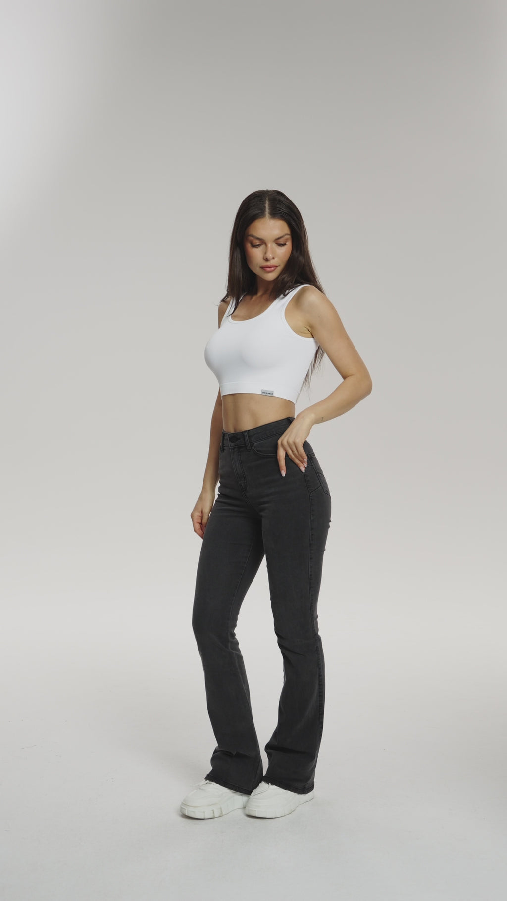 Blugi evazați perfect slim long black