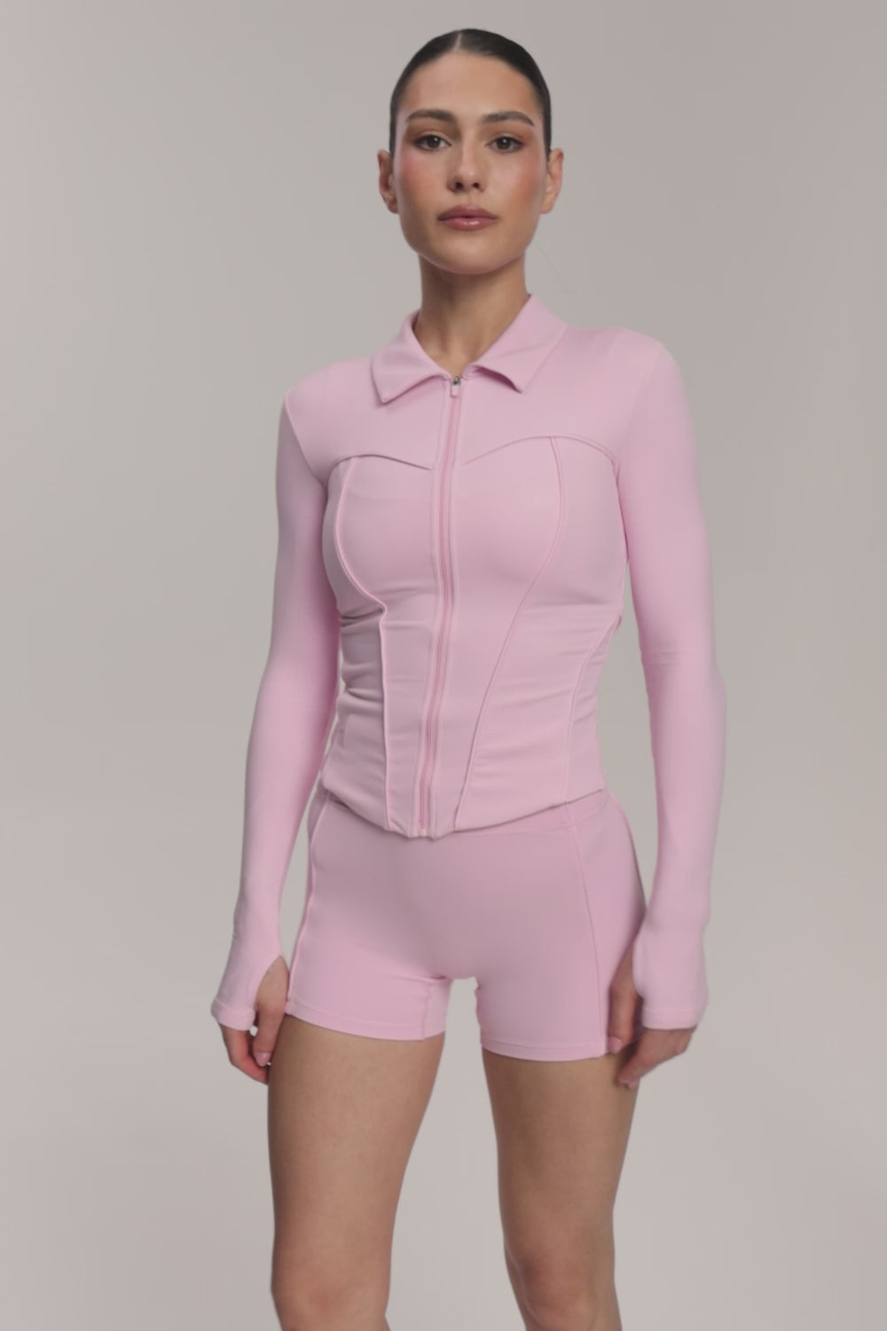 Bluză cu fermoar pilates era pink