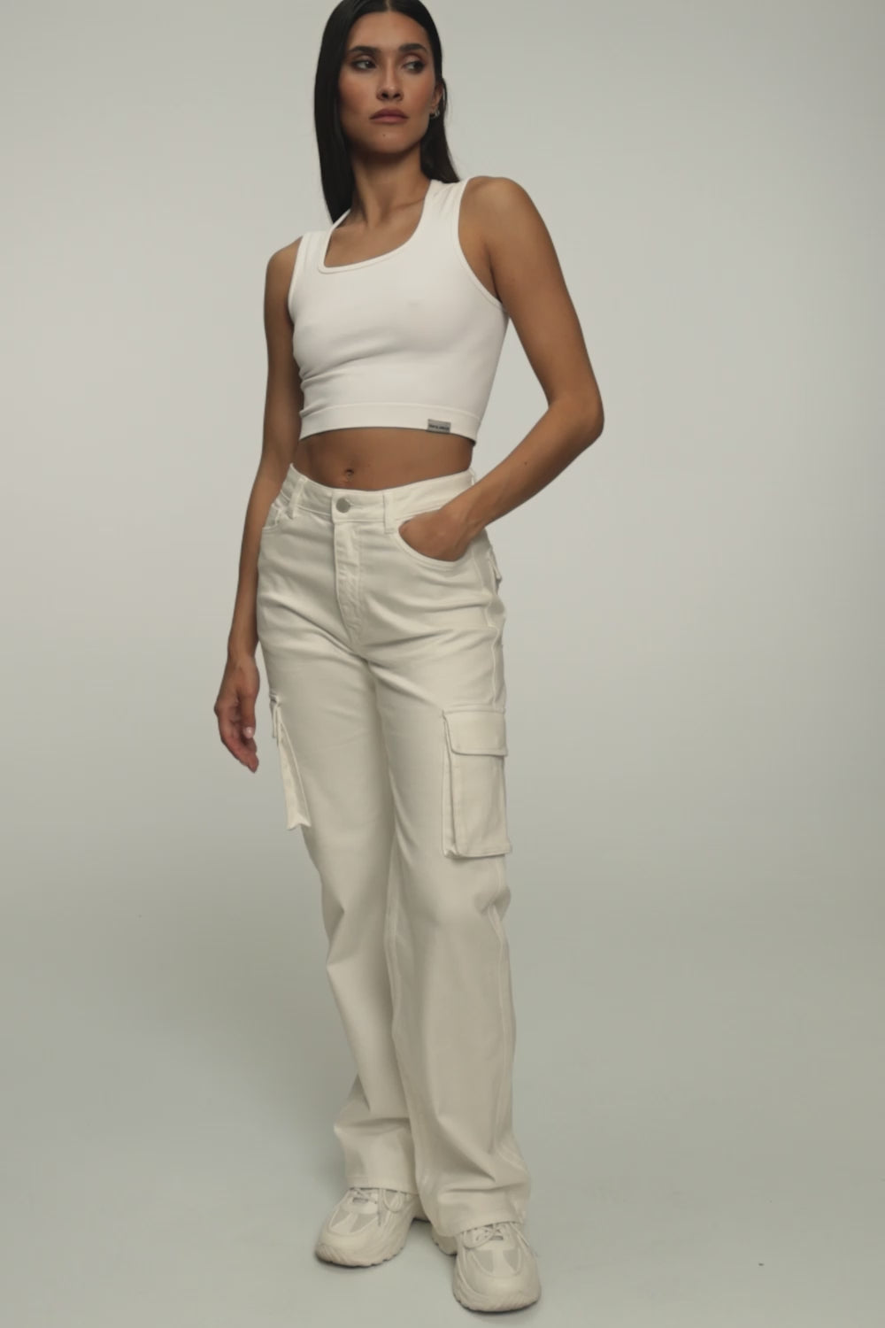 Blugi cargo off white