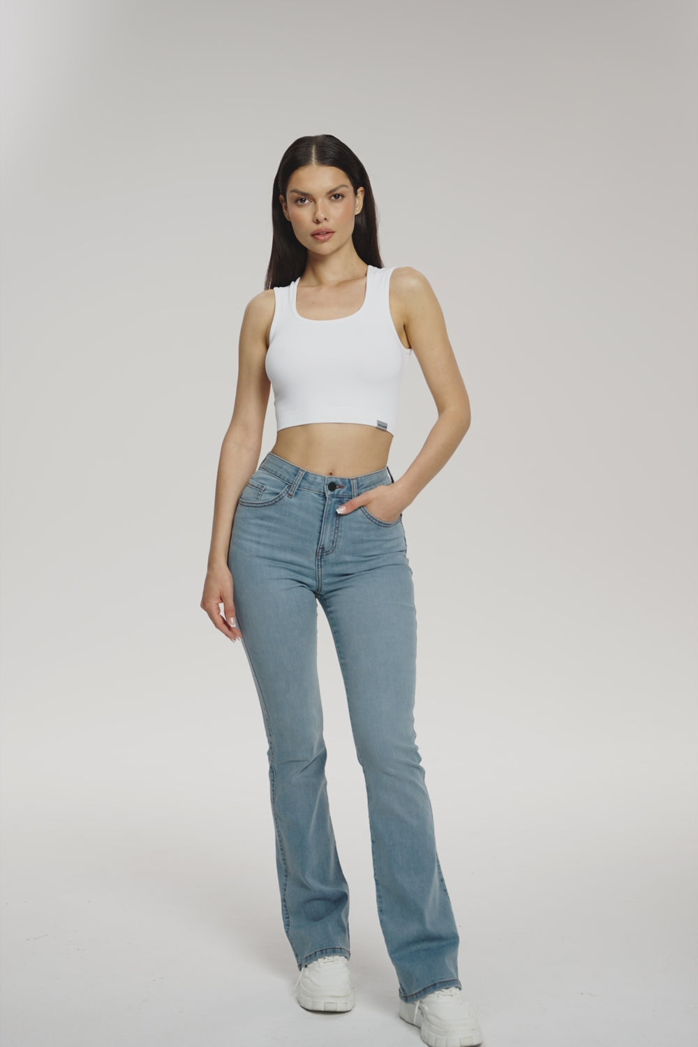 Blugi evazați perfect slim long light blue