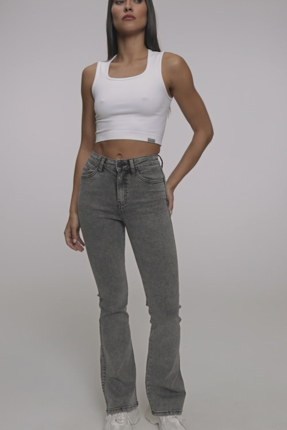 Blugi evazați perfect slim light grey