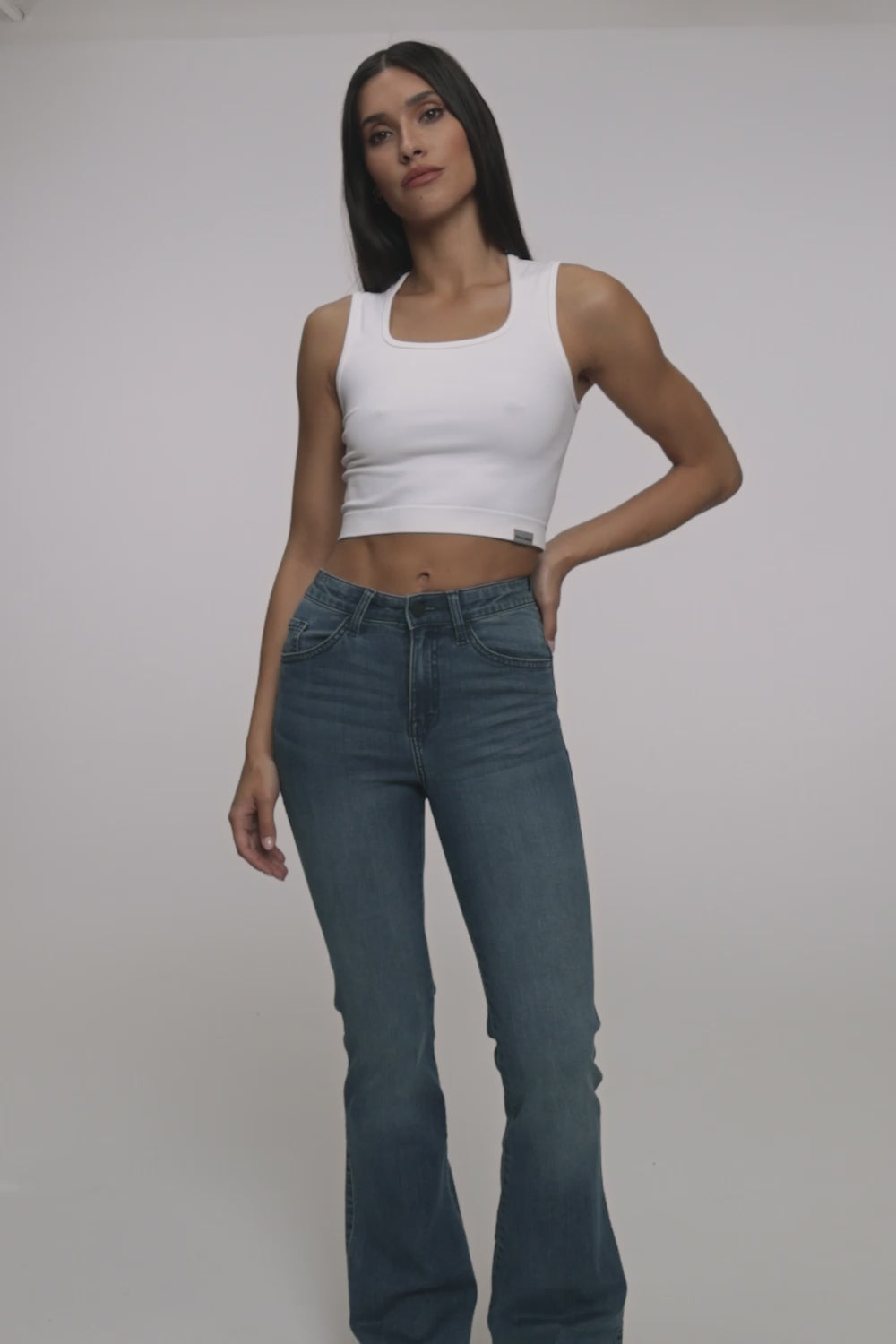 Blugi evazați perfect slim navy blue