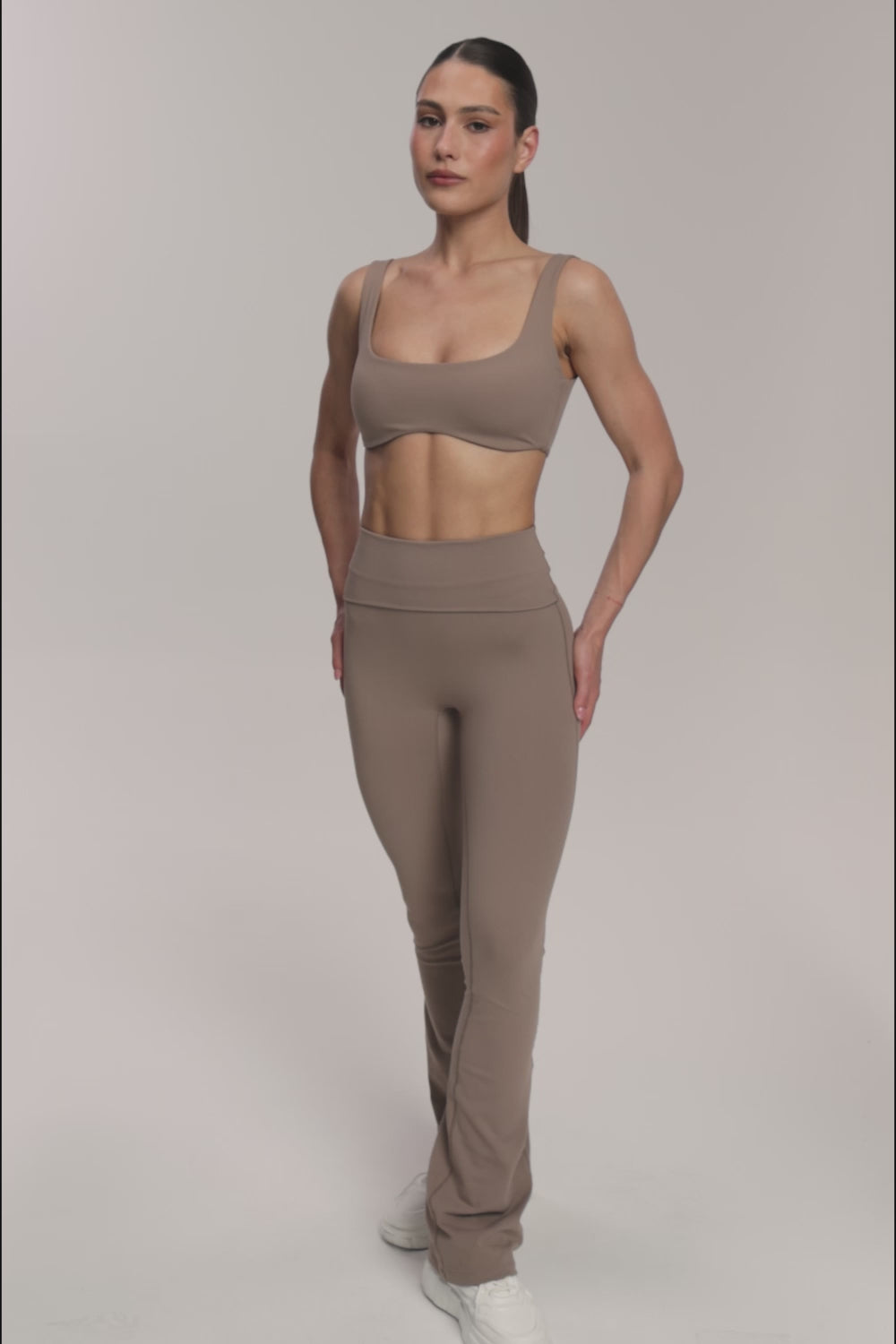 Colanți evazați pilates era warm beige